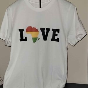 White T-Shirt with Love Africa Design